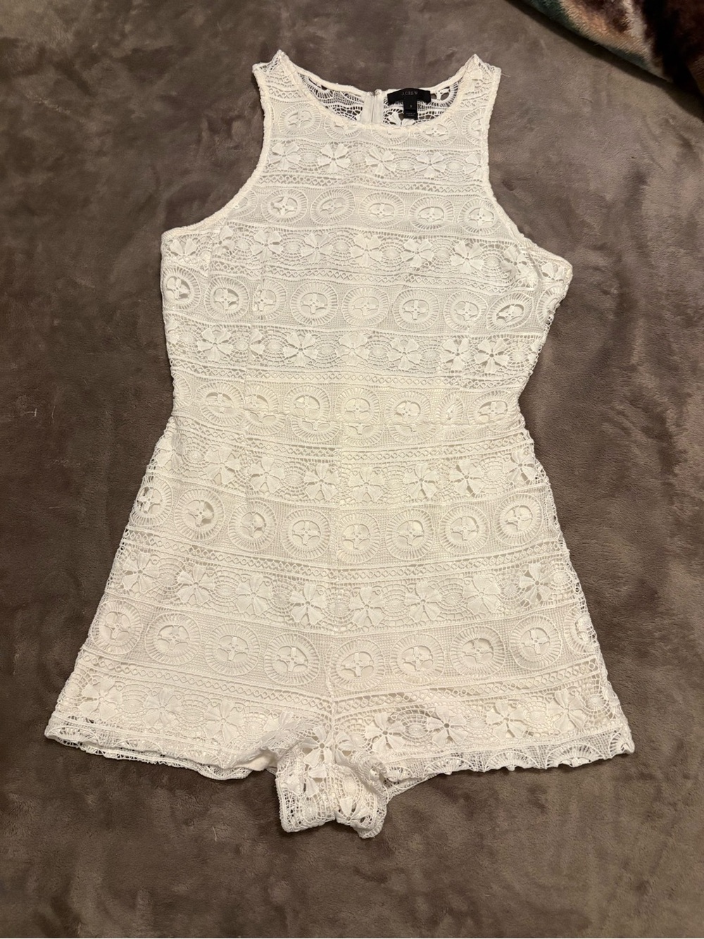 J. Crew White Crochet Lace Sleeveless Romper